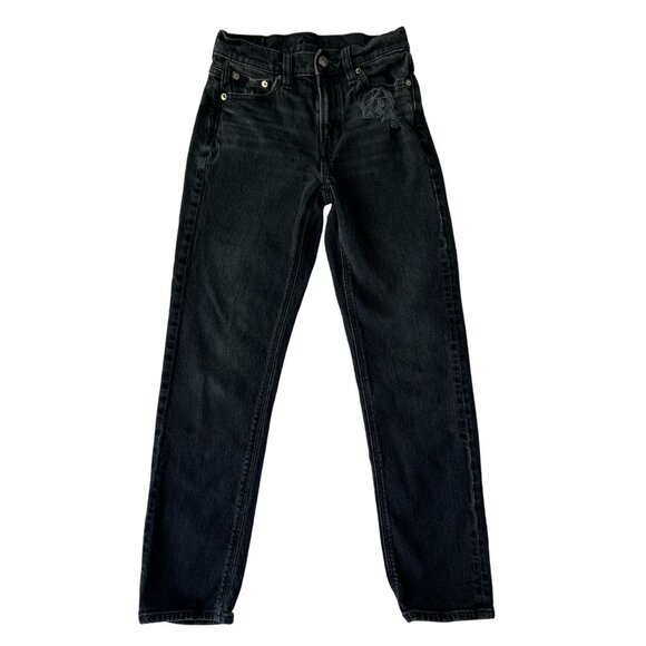 AE Stretch Super High-Waisted Ankle Straight Jean Distressed Black 4843 Size 000 - Picture 1 of 9